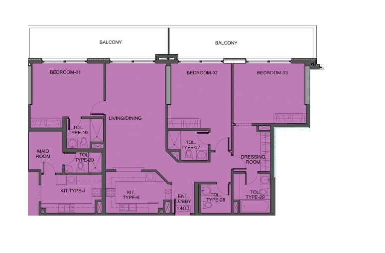 Dune Residency JVC 3 Beds Layout