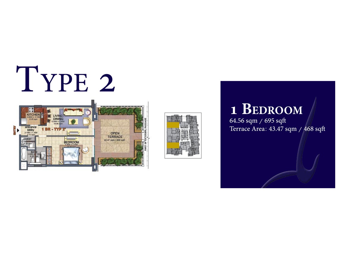 Durar 1 Tower 1 Bed Layout