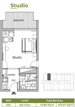 472 Sq. Ft. Studio in Dusit Princess Rijas