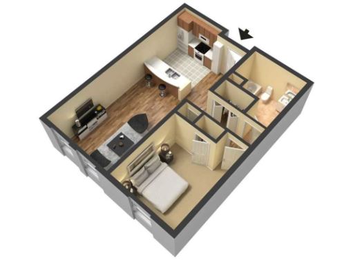 Eaton Place Apartments 1 Bed Layout