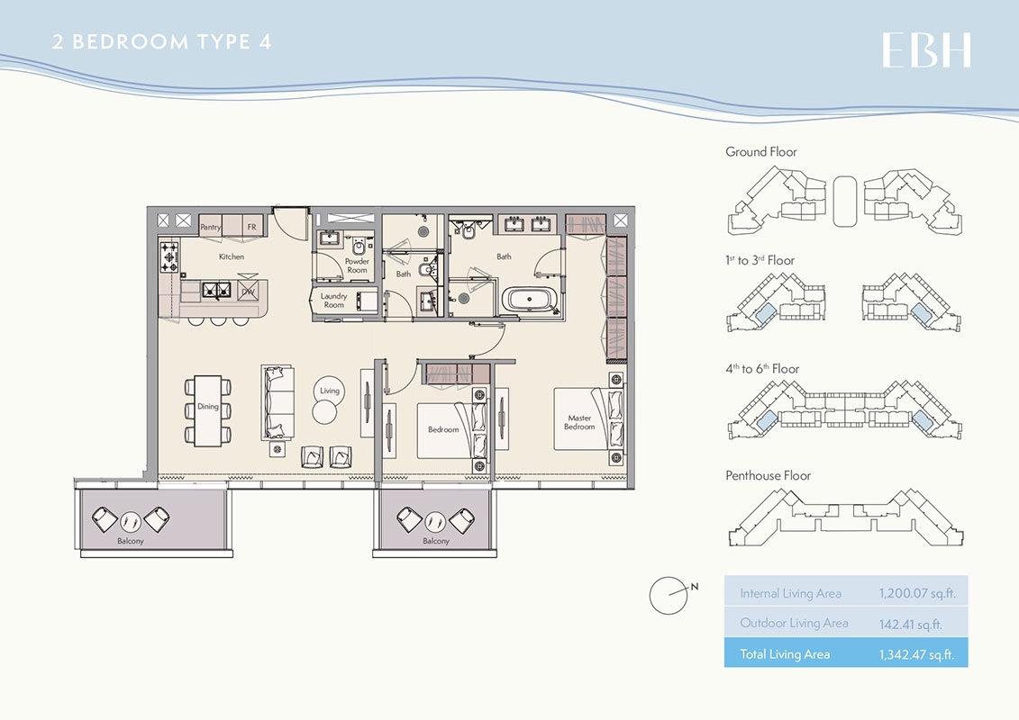 Ellington Beach House 2 Beds Layout