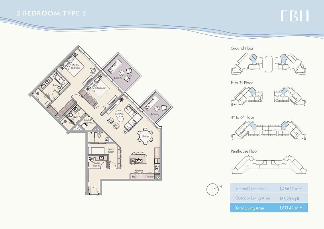 Ellington Beach House 2 Beds Layout