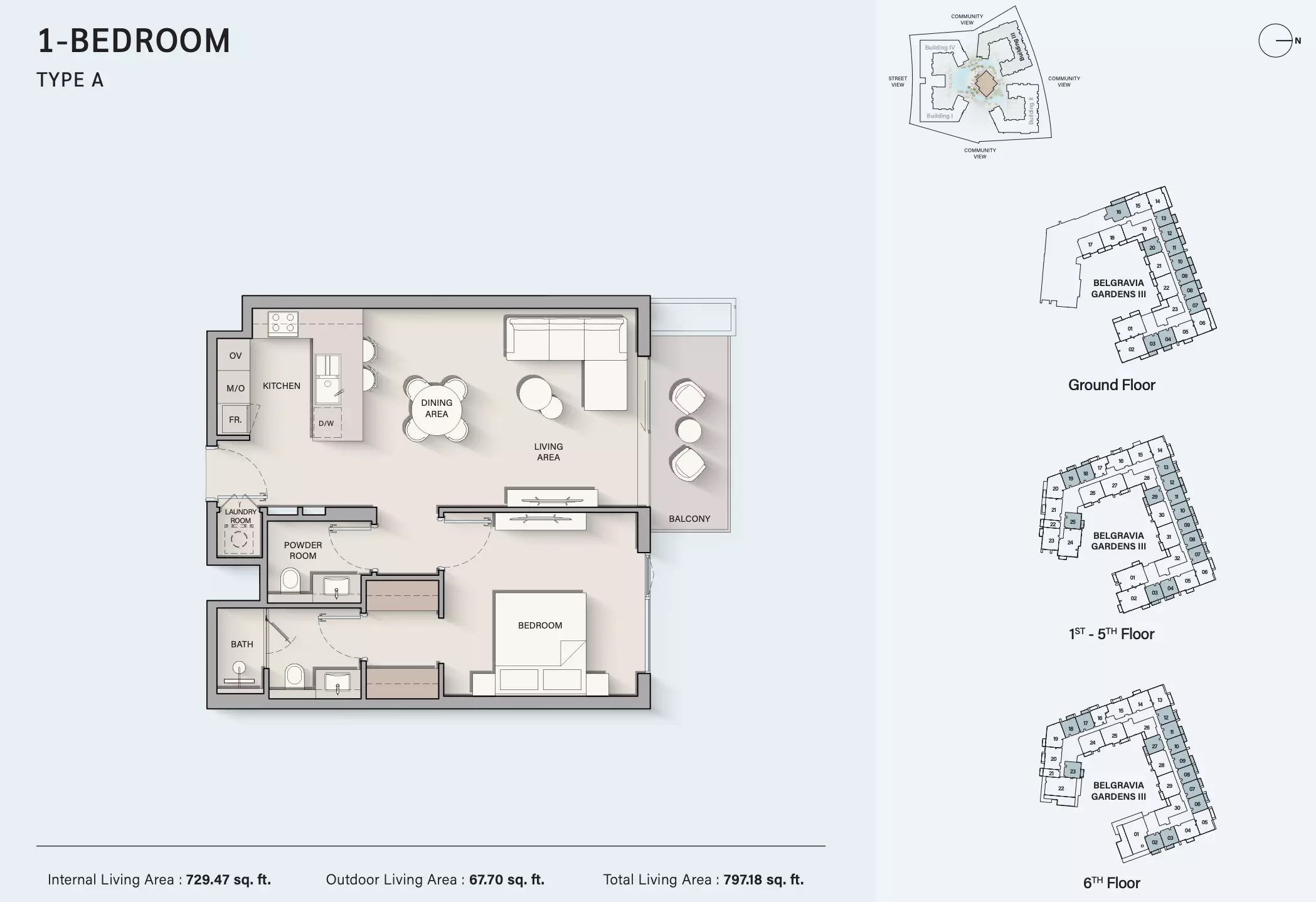 Ellington Belgravia Gardens 1 Bed Layout