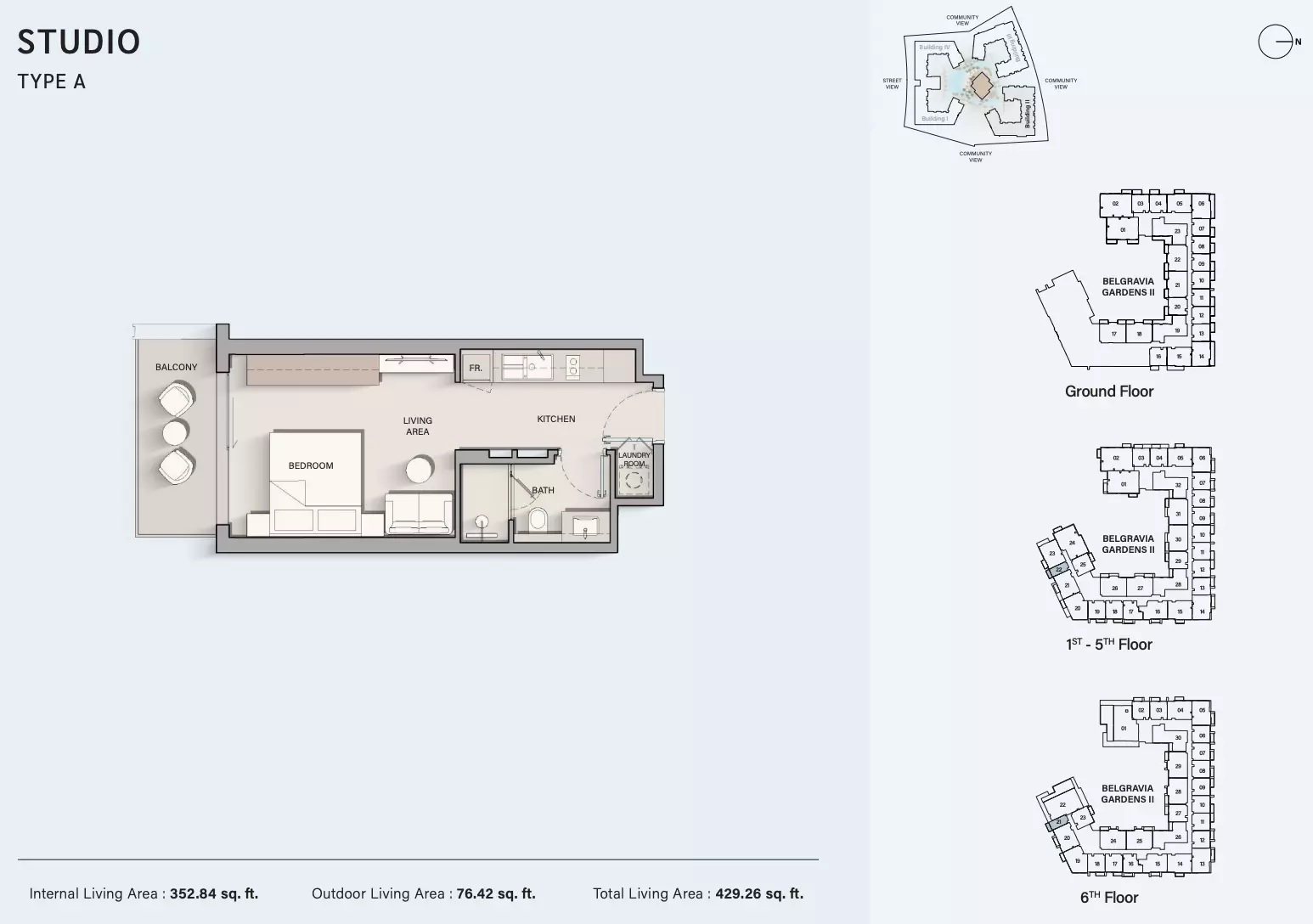Ellington Belgravia Gardens Studio Layout