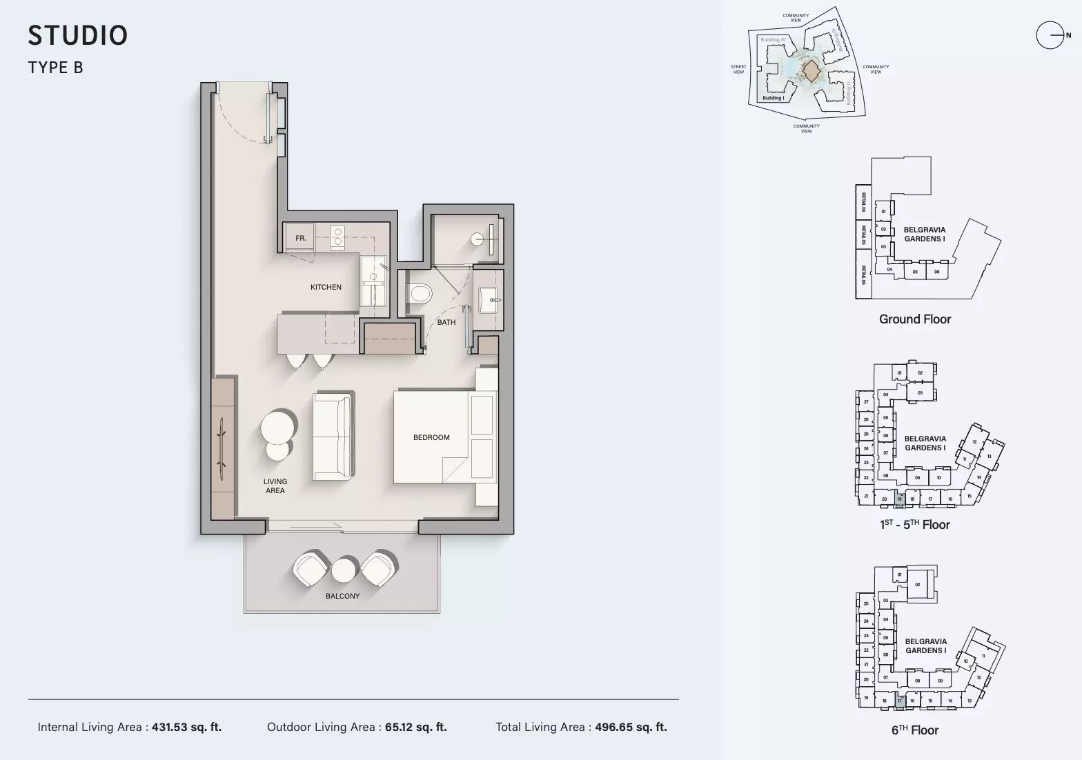 Ellington Belgravia Gardens Studio Layout