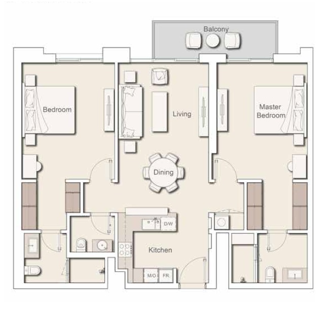 Ellington Belgravia Square 2 Beds Layout