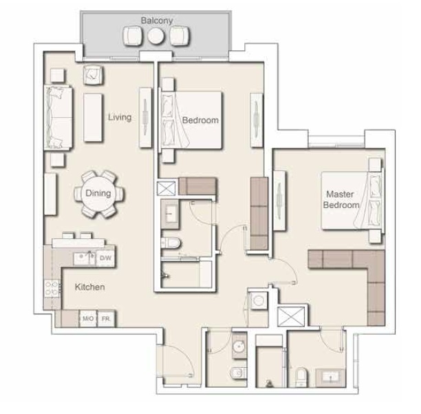 Ellington Belgravia Square 2 Beds Layout