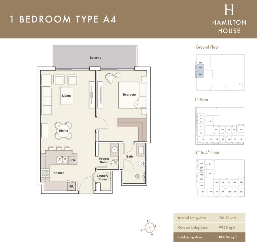 Ellington Hamilton House 1 Bed Layout