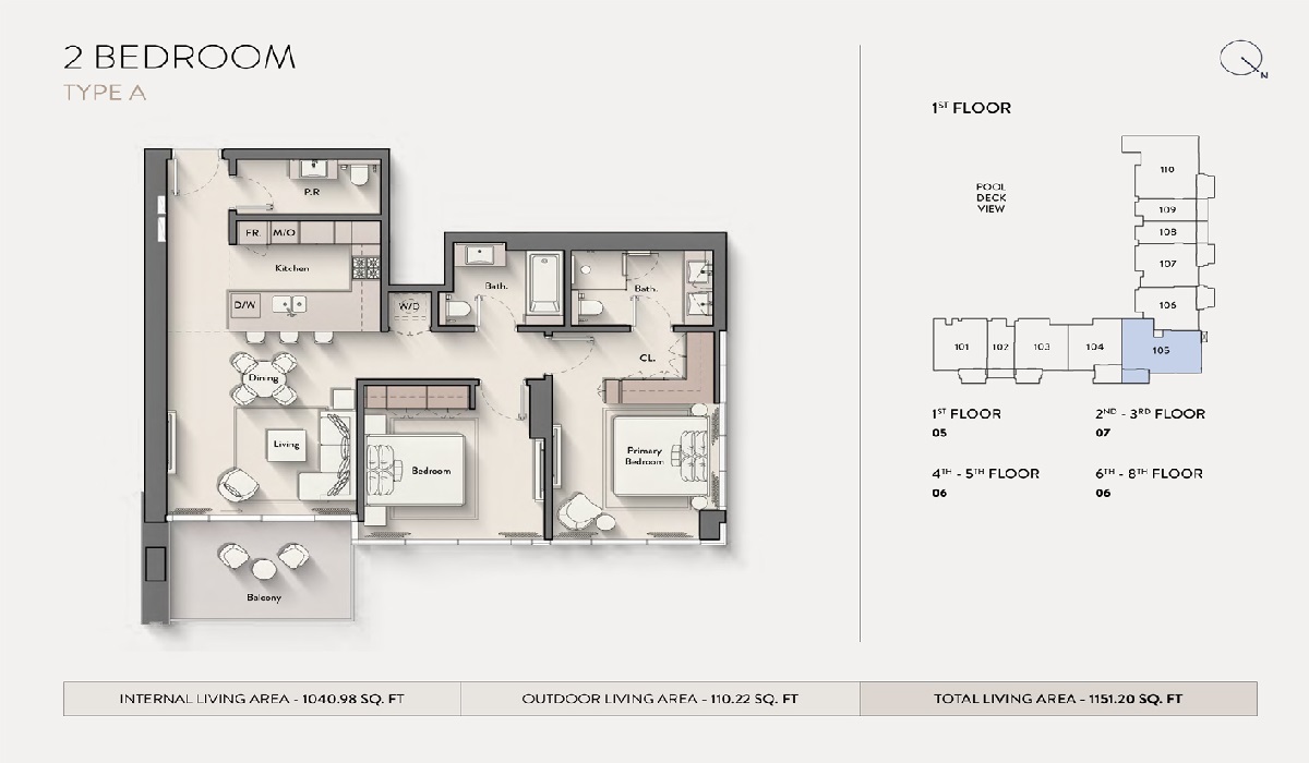 Ellington Hillmont Residences 2 Beds Layout