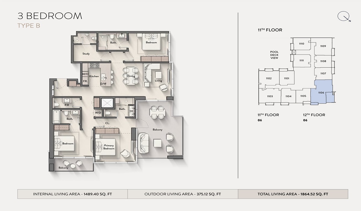 Ellington Hillmont Residences 3 Beds Layout