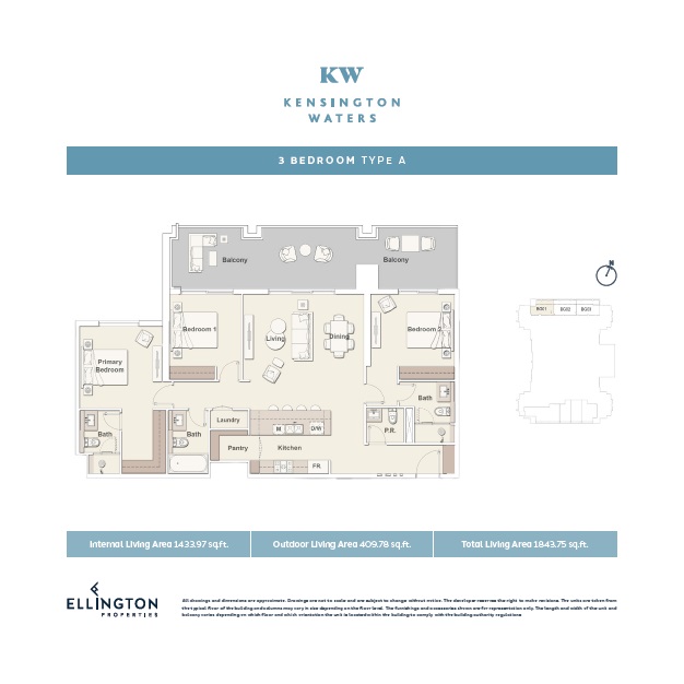 Ellington Kensington Waters 3 Beds Layout