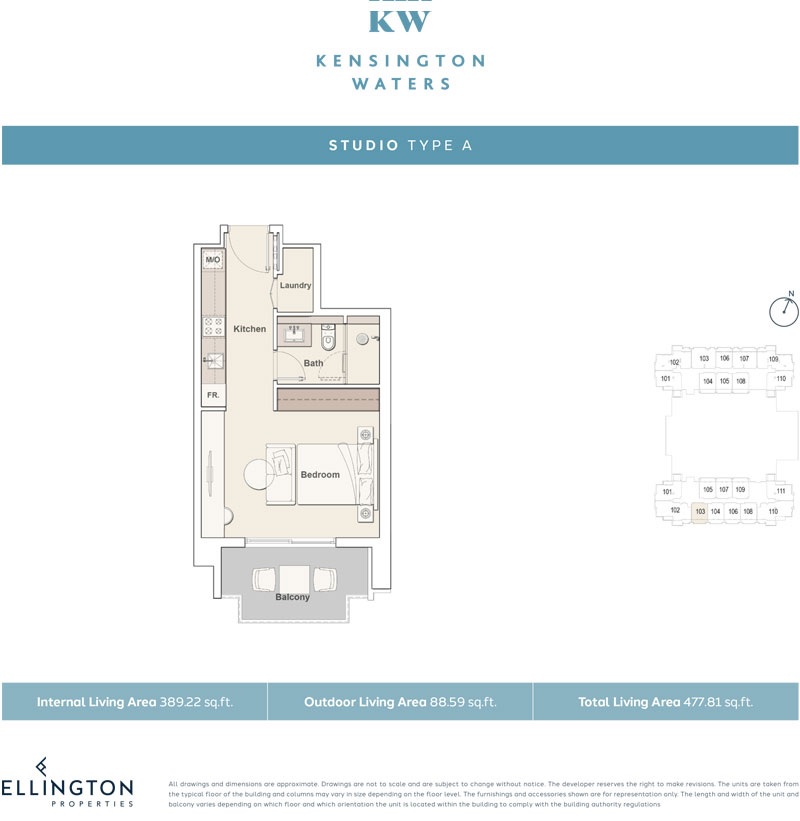 Ellington Kensington Waters Studio Layout