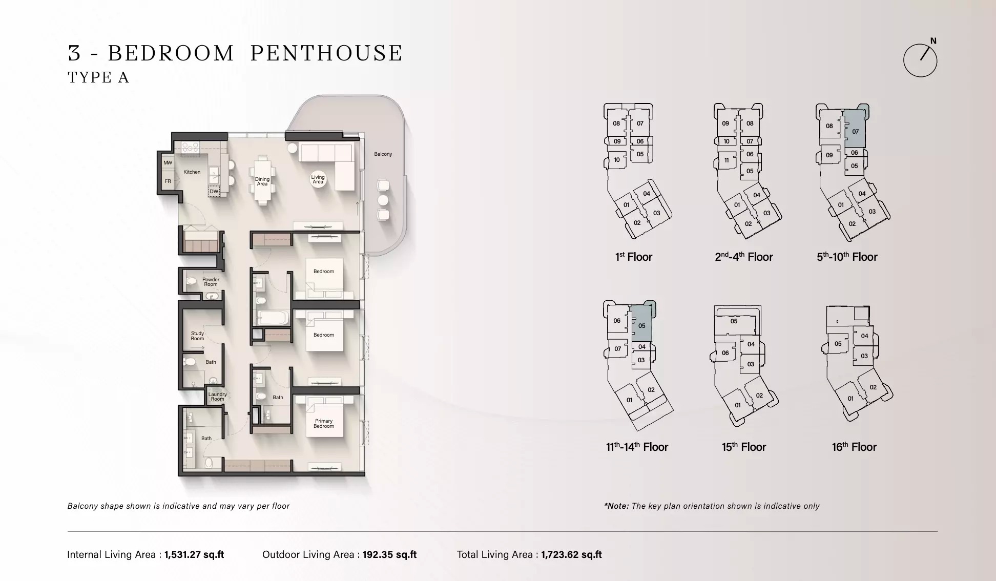 Ellington Portside Square 3 Beds Layout