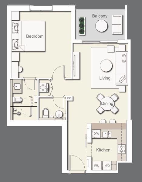 Ellington Wilton Terraces 1 Bed Layout
