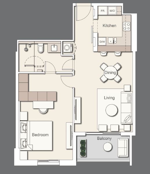 Ellington Wilton Terraces 1 Bed Layout
