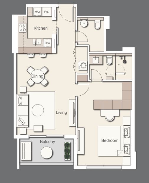 Ellington Wilton Terraces 1 Bed Layout