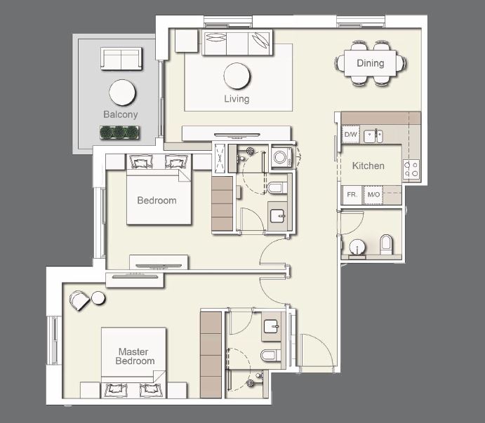 Ellington Wilton Terraces 2 Beds Layout