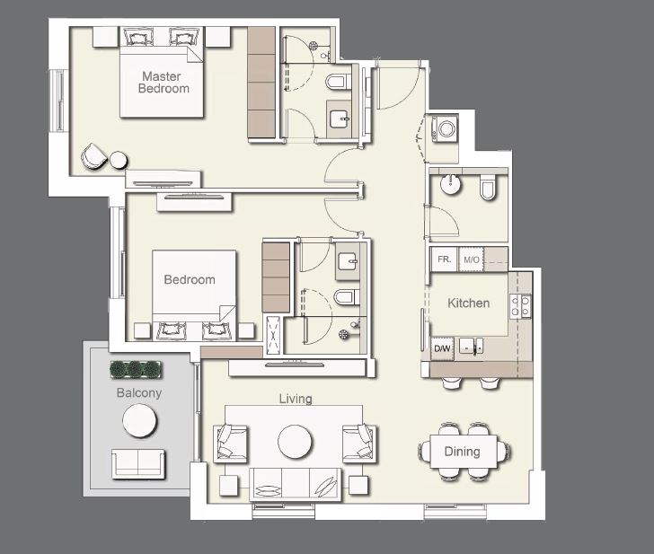 Ellington Wilton Terraces 2 Beds Layout