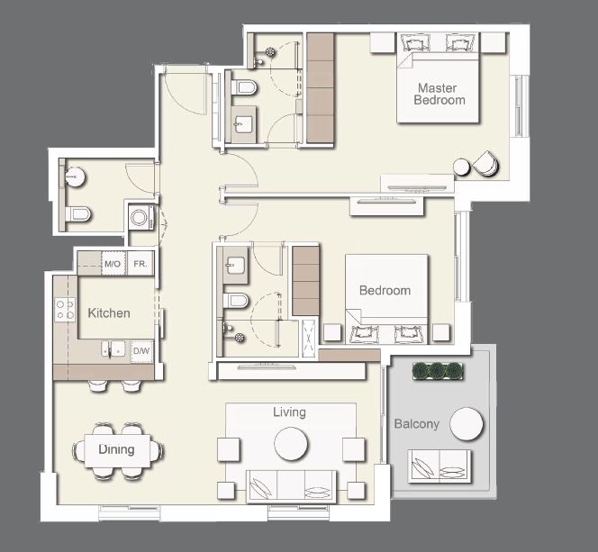 Ellington Wilton Terraces 2 Beds Layout