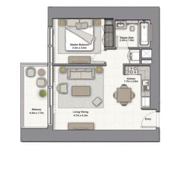 Emaar 52/42 Tower Dubai Marina 1 Bed Layout