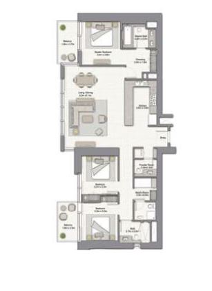 Emaar 52/42 Tower Dubai Marina 3 Beds Layout