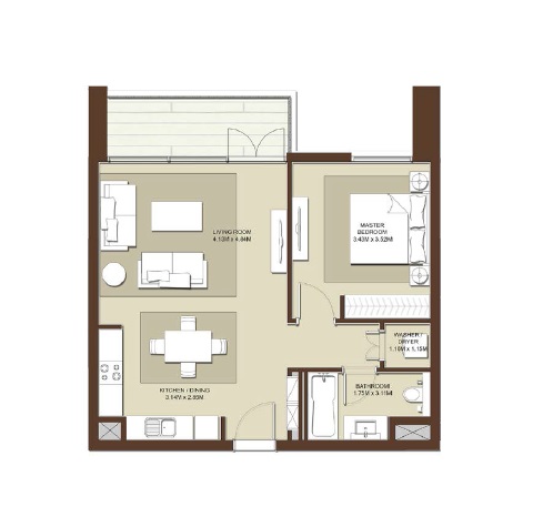 Emaar Acacia 1 Bed Layout