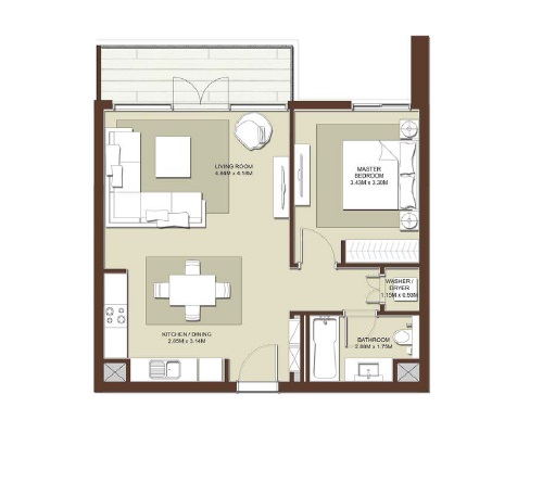 Emaar Acacia 1 Bed Layout