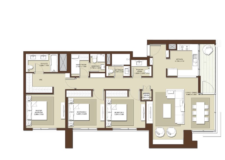 Emaar Acacia 2 Beds Layout