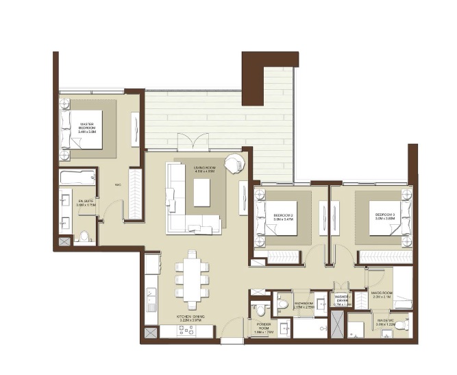 Emaar Acacia 2 Beds Layout
