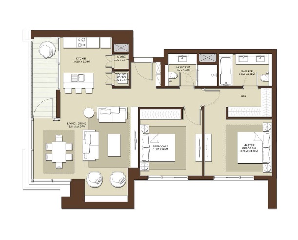 Emaar Acacia 3 Beds Layout