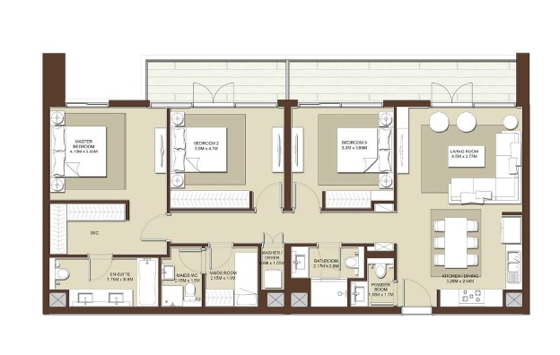 Emaar Acacia 3 Beds Layout