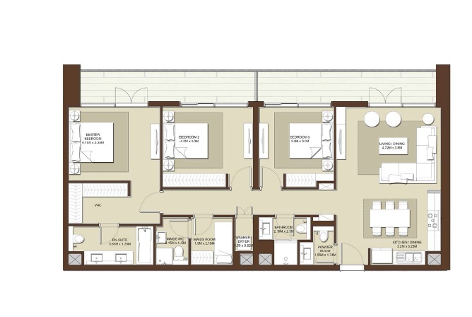 Emaar Acacia 3 Beds Layout