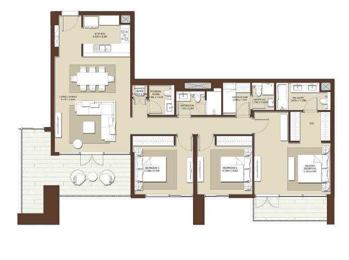 Emaar Acacia 3 Beds Layout