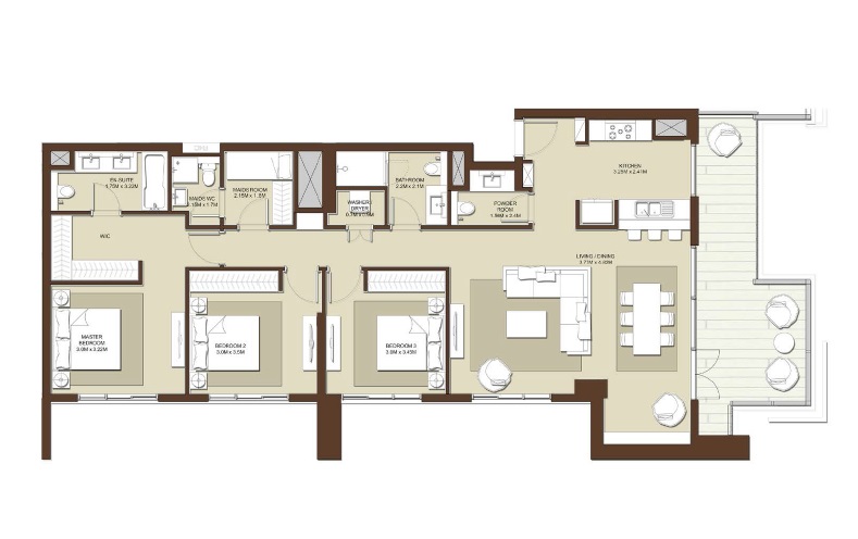 Emaar Acacia 3 Beds Layout