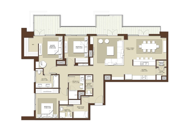 Emaar Acacia 3 Beds Layout