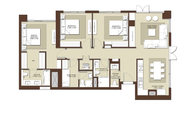 Emaar Acacia 3 Beds Layout