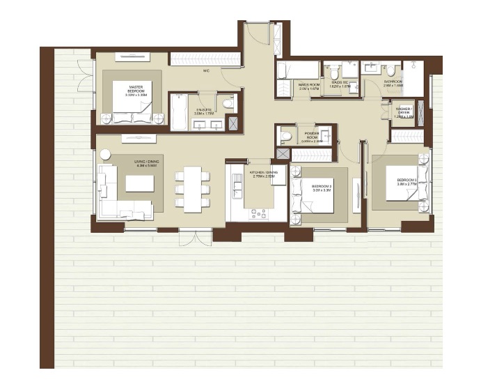 Emaar Acacia 3 Beds Layout