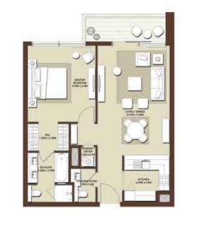 Emaar Acacia Park Heights 1 Bed Layout