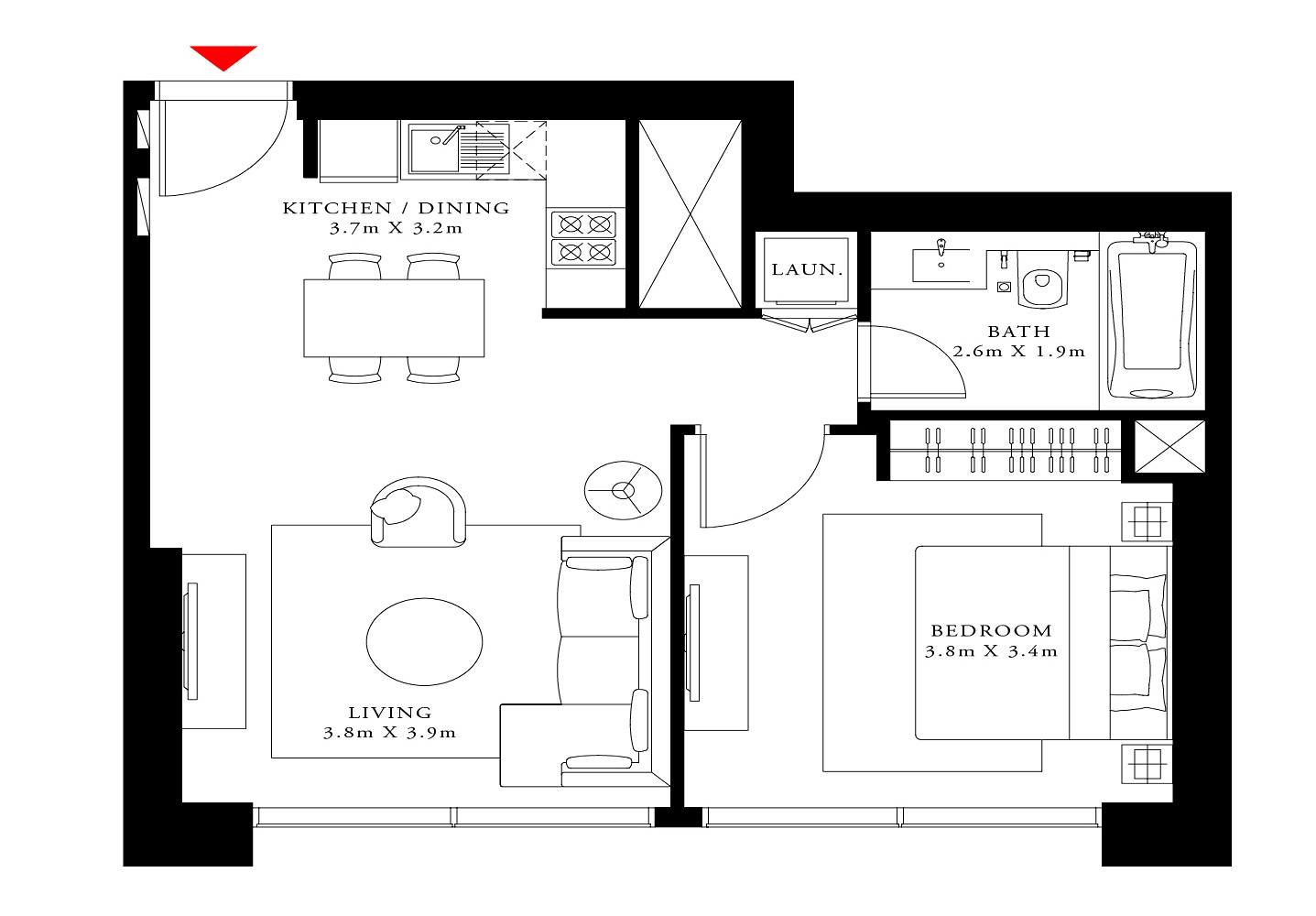 Emaar Act One Act Two 1 Bed Layout