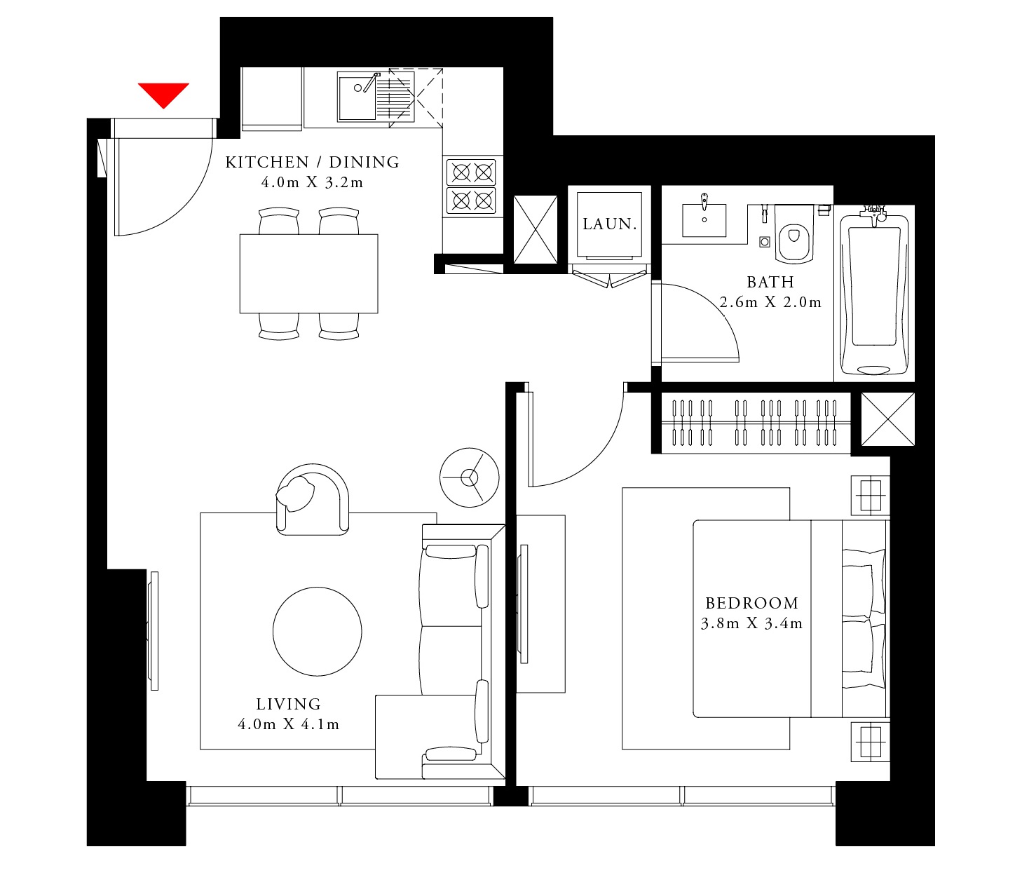 Emaar Act One Act Two 1 Bed Layout