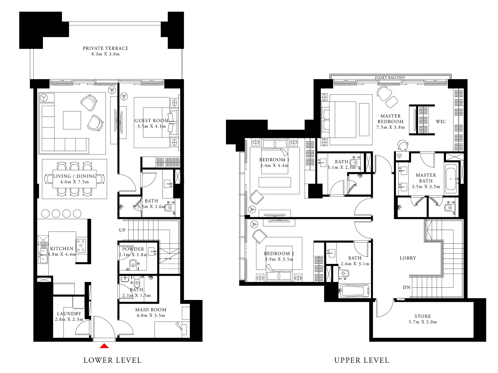 Emaar Act One Act Two 4 Beds Layout
