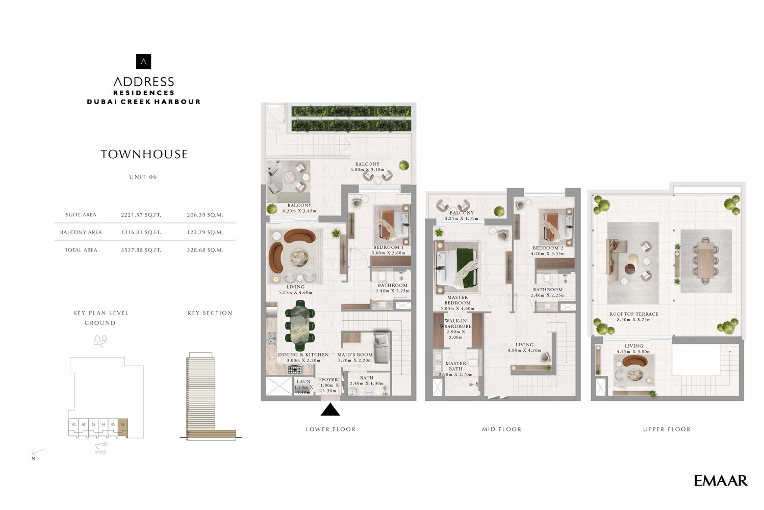 Emaar Address Residences 3 Beds Layout