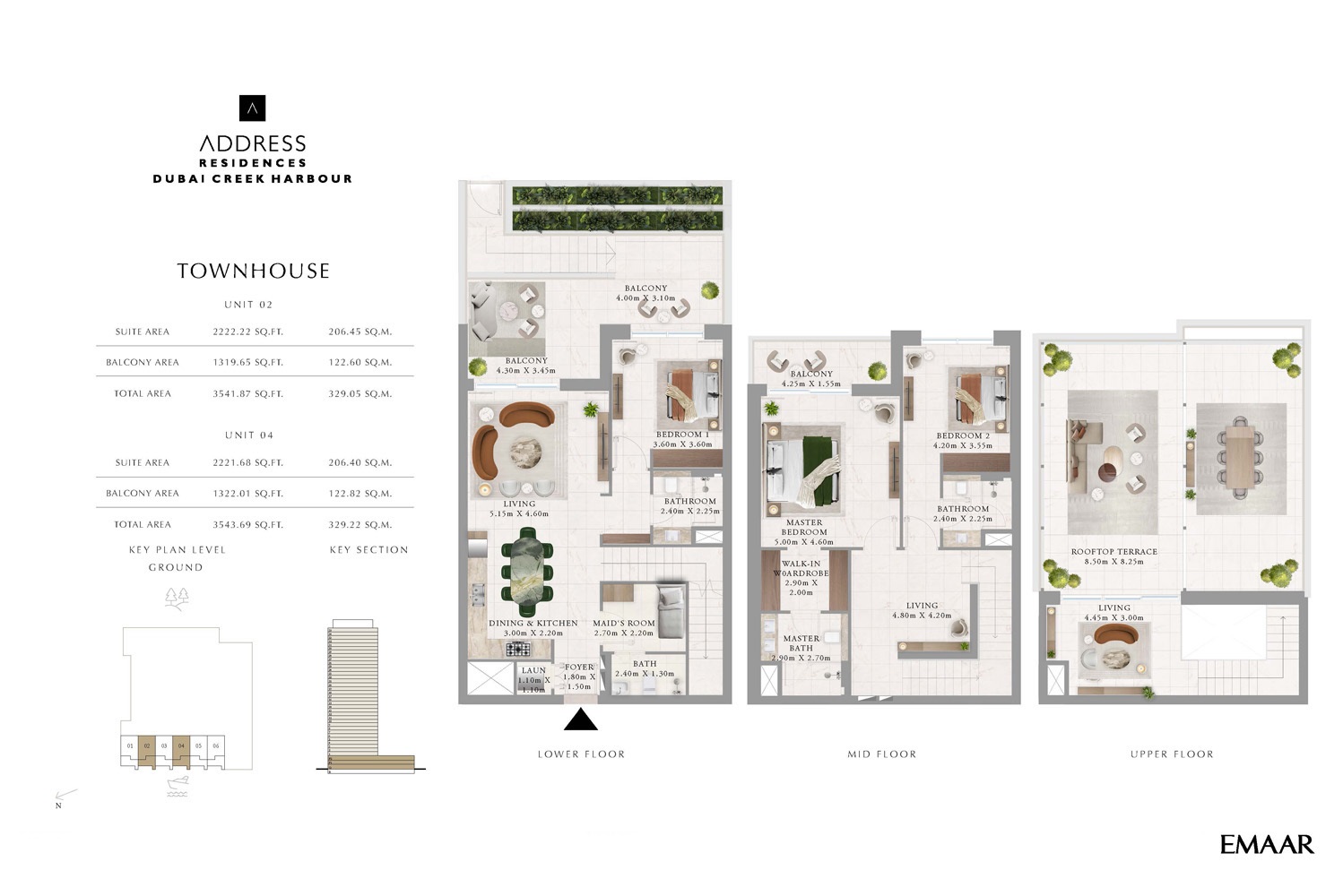 Emaar Address Residences 3 Beds Layout