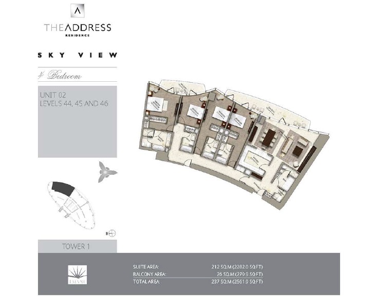Emaar Address Sky View Residences 4 Beds Layout