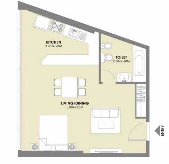 Emaar Al Murad Towers Studio Layout