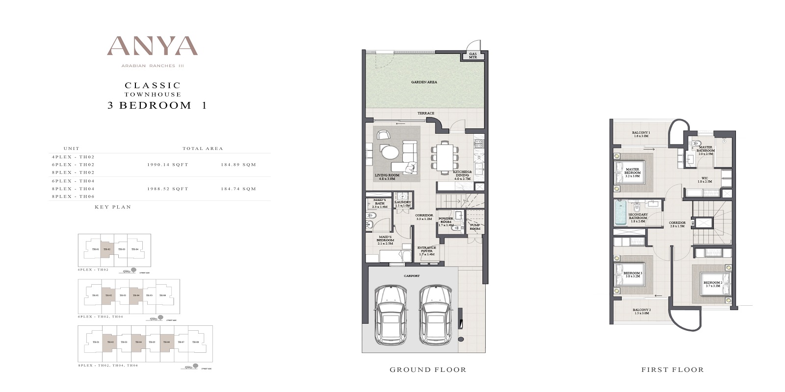 Emaar Anya 3 Beds Layout