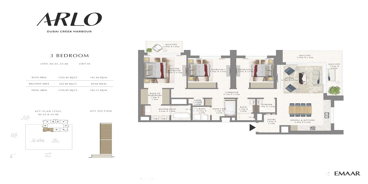 Emaar Arlo 3 Beds Layout