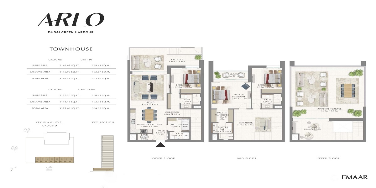 Emaar Arlo 3 Beds Layout