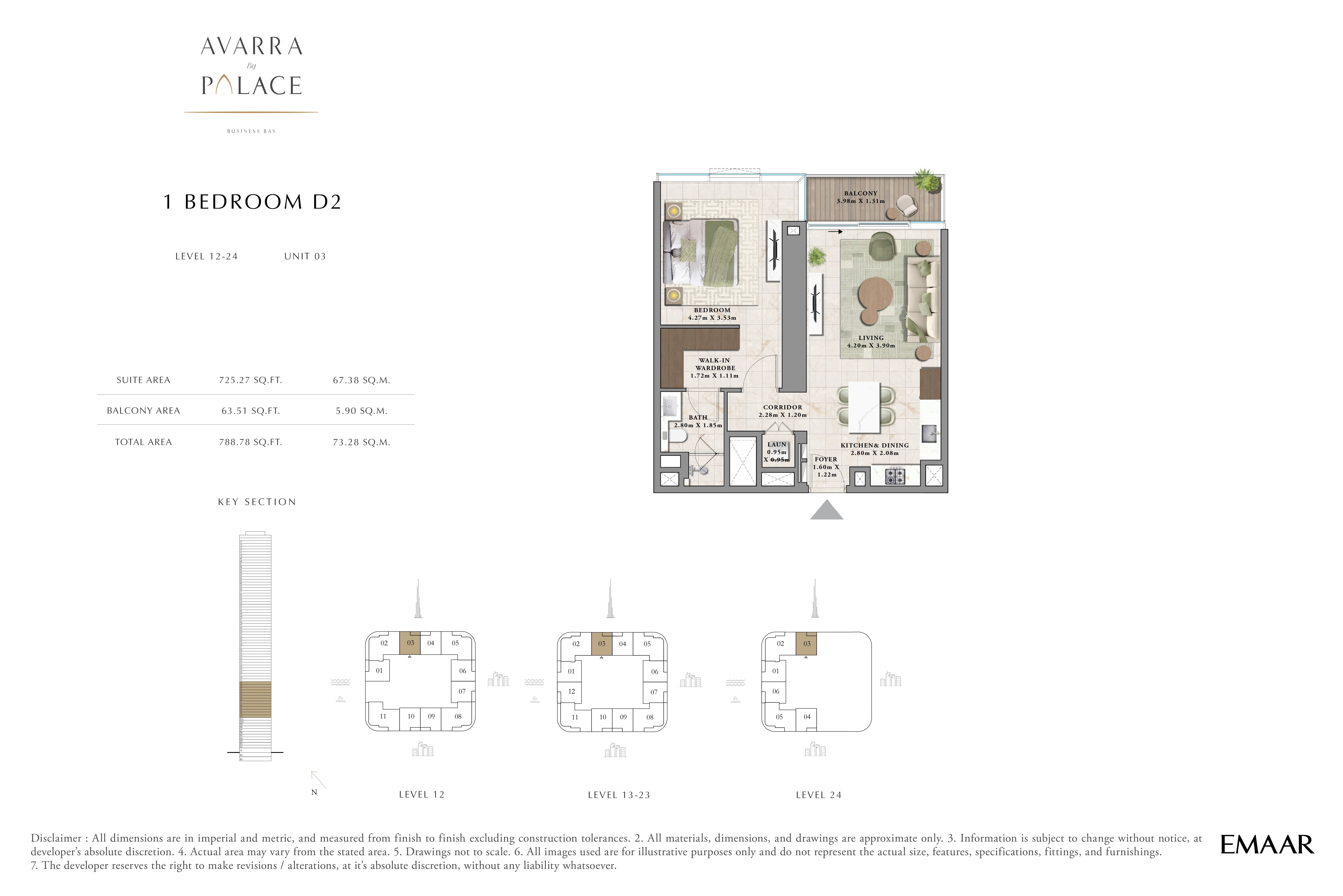 1 Bed 789 Sq. Ft. Apartment in Emaar Avarra by Palace