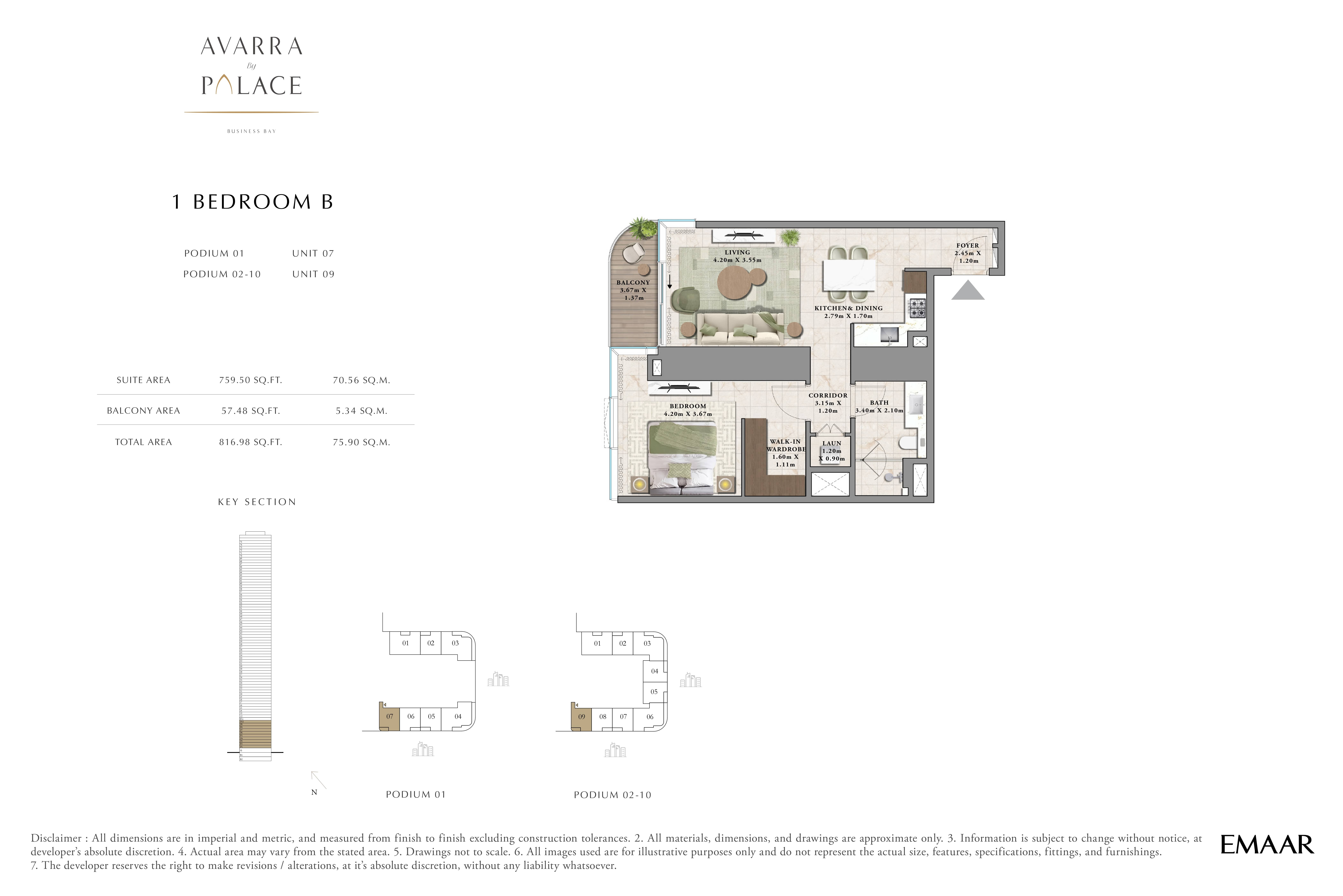 1 Bed 817 Sq. Ft. Apartment in Emaar Avarra by Palace